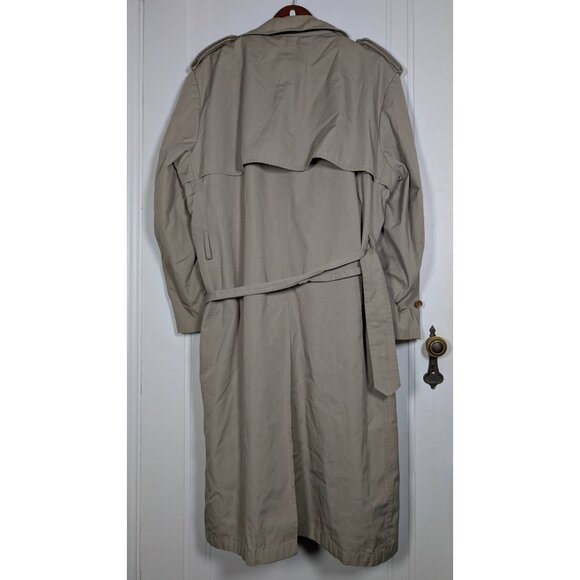 London Fog Trench Coat Men's Sz 42 Reg Tan Khaki Double Breasted Zip Liner Belt - Picture 2 of 5